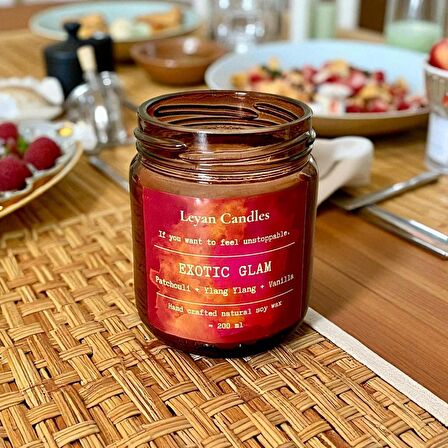 EXOTIC GLAM AMBER KAVANOZ SOYA MUM- PAÇULİ,YLANGYLANG -VANİLYA 