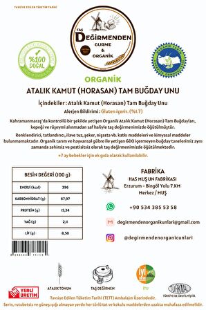 Organik Atalık Kamut (Horasan) Buğday Unu - 10 Kilo