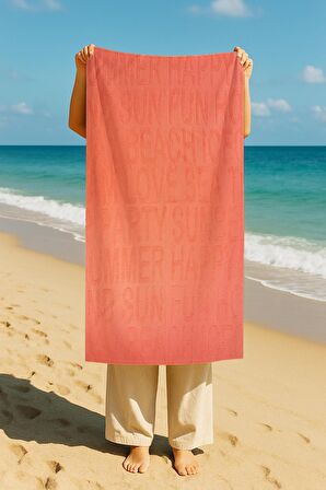 Hızlı Kuruyan Plaj Havlusu %100 Pamuk Summer Peach Plaj Havlusu - Pembe