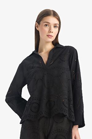 DeFacto Regular Fit Brode Plaj Gömleği-Fall in Love E0598AX25SMBK27