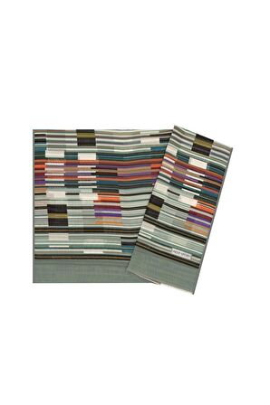 Aker Eşarp Mavi Kadın Geometrik Desenli Polyester Eşarp