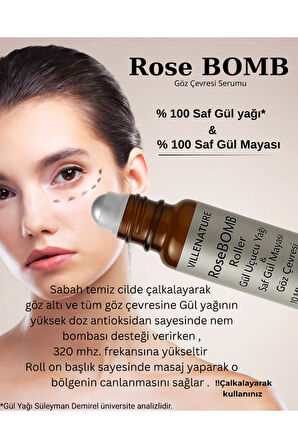 ROSE BOMB GÖZ ÇEVRESİ SERUMU 10 ML, Saf Gül Yağı ve Saf Gül Mayası