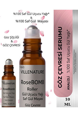 ROSE BOMB GÖZ ÇEVRESİ SERUMU 10 ML, Saf Gül Yağı ve Saf Gül Mayası