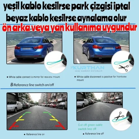 7'' QLED IPS EKRAN VE 1 ADET AHD 1080P 180 DERECE GENİŞ AÇILI KAMERA 12 V