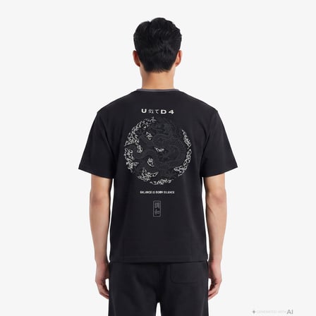 UNITED4 Regular Fit Erkek Siyah T-Shirt