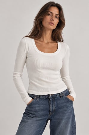 Fitilli Slim Fit Uzun Kollu Bluz