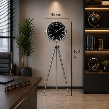 Krom Imperial 150 x 45 Cm Metal Tripod Ayaklı Saat iegxx