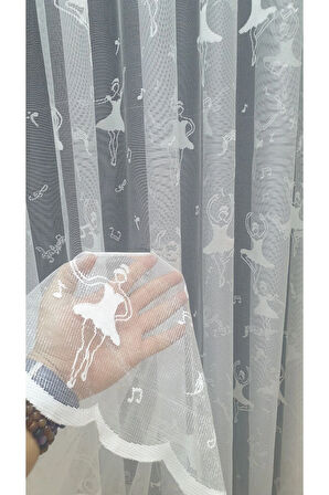 Balerin Modeli Kız Cocuk Odası 3Kat Sık Pileli Tül Perde