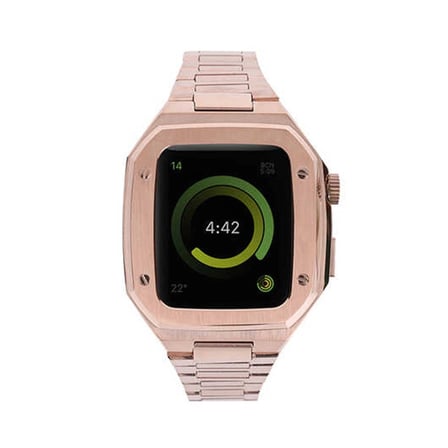 Apple Watch 44mm Metal Petek Kasalı Kordon - Rose Gold iegxx