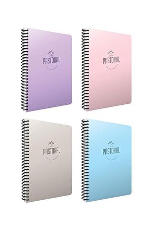 Gıpta Pastoral A4 96 Yaprak Plastik Kapak Spiralli Kareli Defter 12 Adet