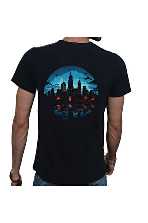 City T-shirt %100 Pamuklu Siyah Penye Basic Erkek Tişört