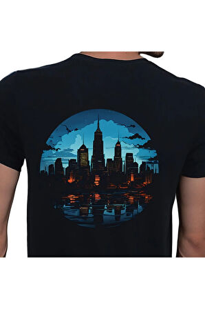 City T-shirt %100 Pamuklu Siyah Penye Basic Erkek Tişört