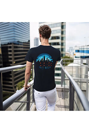 City T-shirt %100 Pamuklu Siyah Penye Basic Erkek Tişört