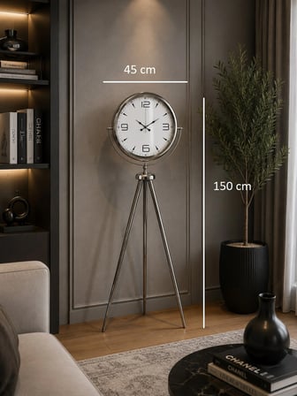 Krom Legacy 150 x 45 Cm Metal Tripod Ayaklı Saat iegxx