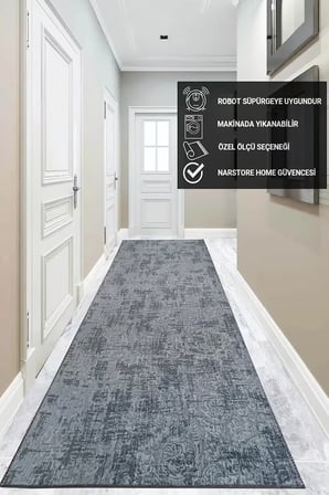 Dinarsu Nevra Asos Antrasit Kaymaz Taban Kesme Halı Yolluk
