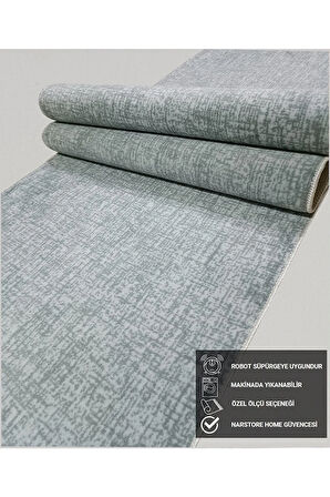 Düz Gri Krem Kaymaz Taban Yıkanabilir Kesme Yolluk Halı