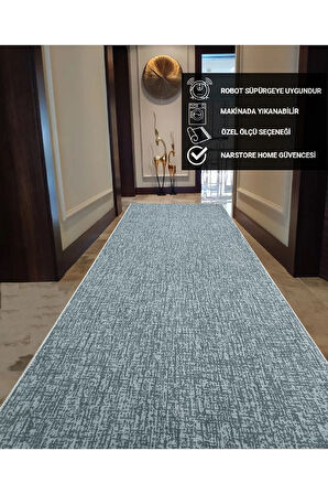 Düz Gri Krem Kaymaz Taban Yıkanabilir Kesme Yolluk Halı
