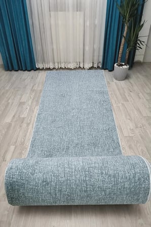 Düz Gri Krem Kaymaz Taban Yıkanabilir Kesme Yolluk Halı