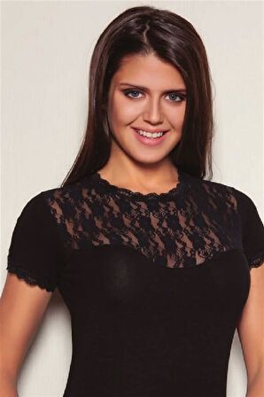 Dodes Kadın Kısa Kol Dantelli Elastane 8015