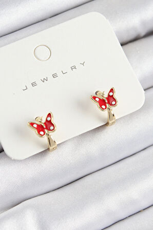 Dodes Dodes Pirinç Kelebek Model Gold Renk Çocuk Küpe TG27BKP10907