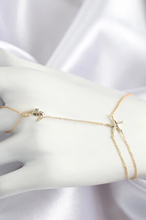 Dodes Dodes Pirinç Zirkon Taşlı Deniz Atı Ve Yıldız Model Gold Renk Şahmeran TG27SN713