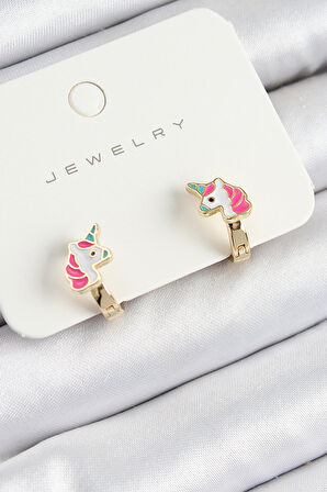 Dodes Dodes Pirinç Unıcorn Model Gold Renk Çocuk Küpe TG27BKP10905