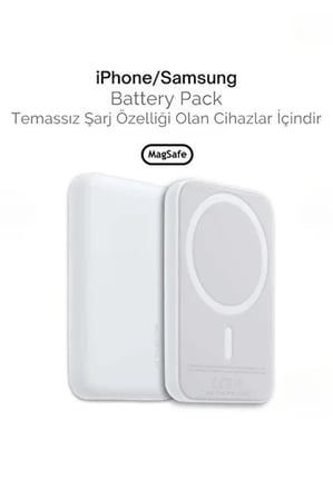 5000mAh MagSafe Manyetik Kablosuz Powerbank 15W Hızlı Şarj Ultra İnce USB-C – iPhone & Samsung Uyumlu