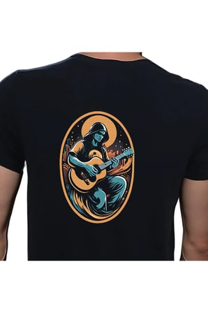 Elip Guitar T-shirt %100 Pamuklu Siyah Penye Basic Erkek Tişört