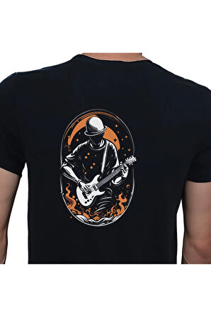 Elip Guitar T-shirt %100 Pamuklu Siyah Penye Basic Erkek Tişört