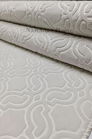 Elit Embos Krem Kabartmalı Kaymaz Taban Yıkanabilir Kesme Yolluk Halı