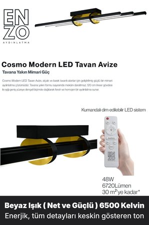 Cosmo Gold 3000K LED Tavan Avize – Kumandalı Dim Edilebilir – Aşağı Işık
