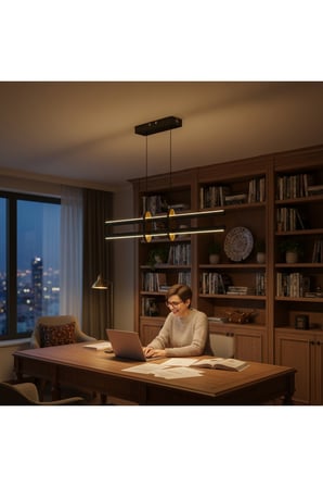 Halo Rose Gold 4000K Lineer LED Sarkıt Avize – Kumandalı Dim Edilebilir – Yukarı & Aşağı Işık