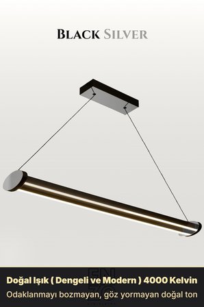 Mira Silver 4000K Lineer LED Sarkıt Avize – Kumandalı Dim Edilebilir – Aşağı Işık