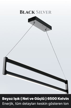 Orion Silver 4000K Lineer LED Sarkıt Avize – Kumandalı Dim Edilebilir – Yukarı & Aşağı Işık