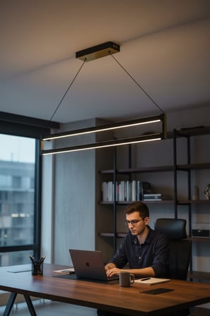 Orion Silver 3000K Lineer LED Sarkıt Avize – Kumandalı Dim Edilebilir – Aşağı Işık