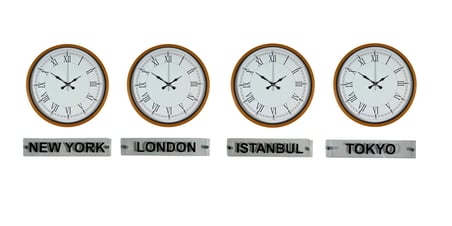 Energy Turuncu 36 Cm 4 lü Tabelalı Dünya Saatleri iegxx
