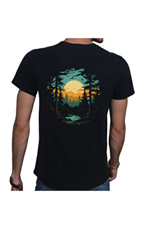 Forest T-shirt %100 Pamuklu Siyah Penye Basic Erkek Tişört