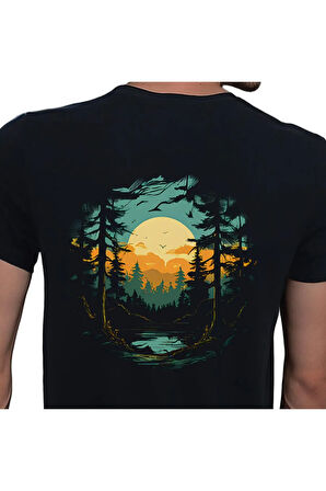 Forest T-shirt %100 Pamuklu Siyah Penye Basic Erkek Tişört