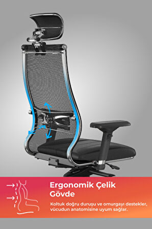 Samurai Ergonomik Koltuk | Bel Destekli, Tekerlekli, Yükseklik Ayarlı, Yönetici Koltuğu - 23.3.5.61 Süt Rengi