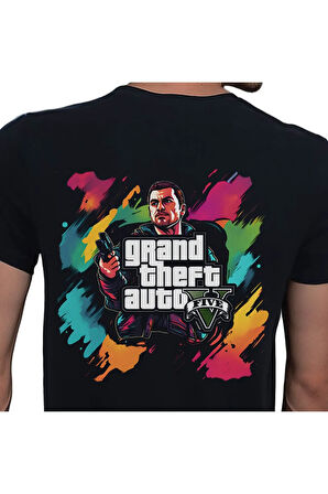 GTA T-shirt %100 Pamuklu Siyah Penye Basic Erkek Tişört