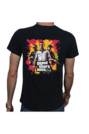 GTA T-shirt %100 Pamuklu Siyah Penye Basic Erkek Tişört