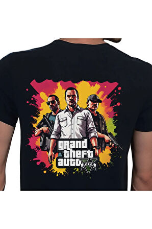 GTA T-shirt %100 Pamuklu Siyah Penye Basic Erkek Tişört