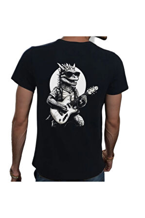 Guitar T-shirt %100 Pamuklu Siyah Penye Basic Erkek Tişört