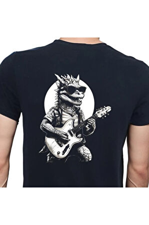 Guitar T-shirt %100 Pamuklu Siyah Penye Basic Erkek Tişört