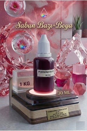 1 KG Şeffaf Sabun Bazı ile 30 ML Pembe Kırmızı Sabun Boyası Parlak Sabun