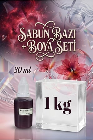 1 KG Şeffaf Sabun Bazı ile 30 ML Pembe Kırmızı Sabun Boyası Parlak Sabun