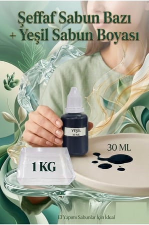 1 KG Şeffaf Sabun Bazı ve 30 ML Yeşil Sabun Boyası Doğal Şeffaf Sabun Yapımı