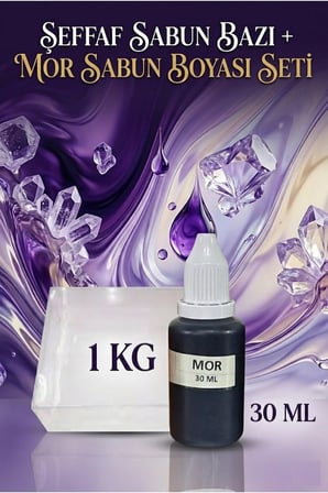 1 KG Şeffaf Sabun Bazı ile 30 ML Mor Sabun Boyası Canlı ve Parlak Sabunlar