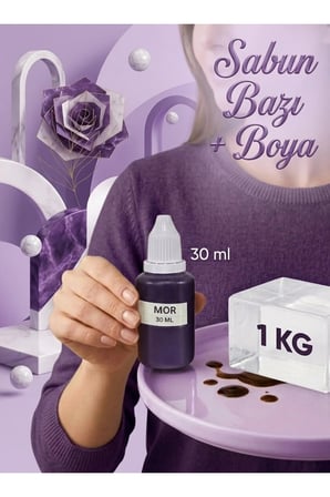 1 KG Şeffaf Sabun Bazı ile 30 ML Mor Sabun Boyası Canlı ve Parlak Sabunlar