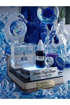 1 KG Şeffaf Sabun Bazı + 30 ML Mavi Sabun Boyası Şeffaf Görünümlü Sabun Kiti